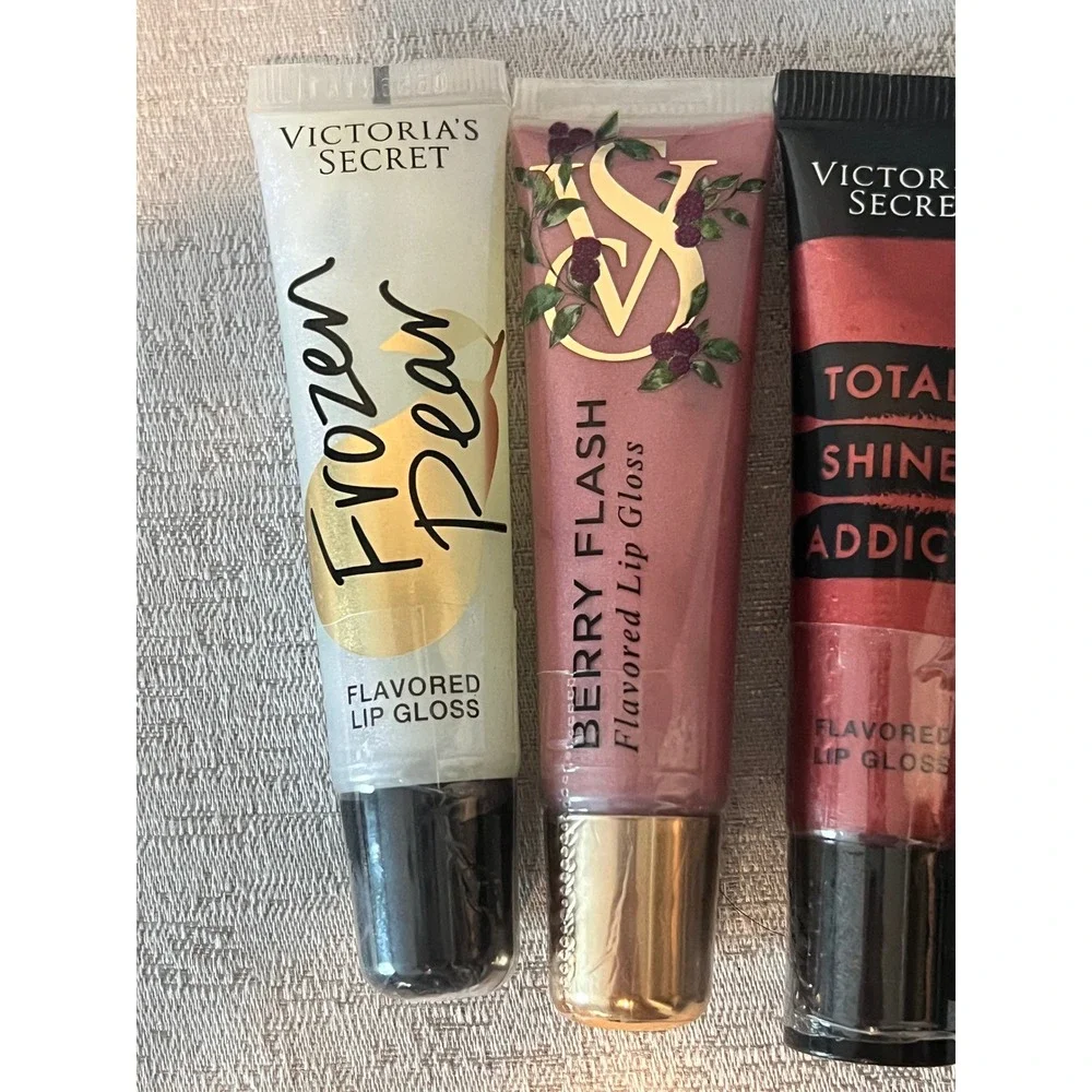 Victoria's Secret Lip Gloss Bundle Frozen Pear Berry Flash Total Shine 5pc